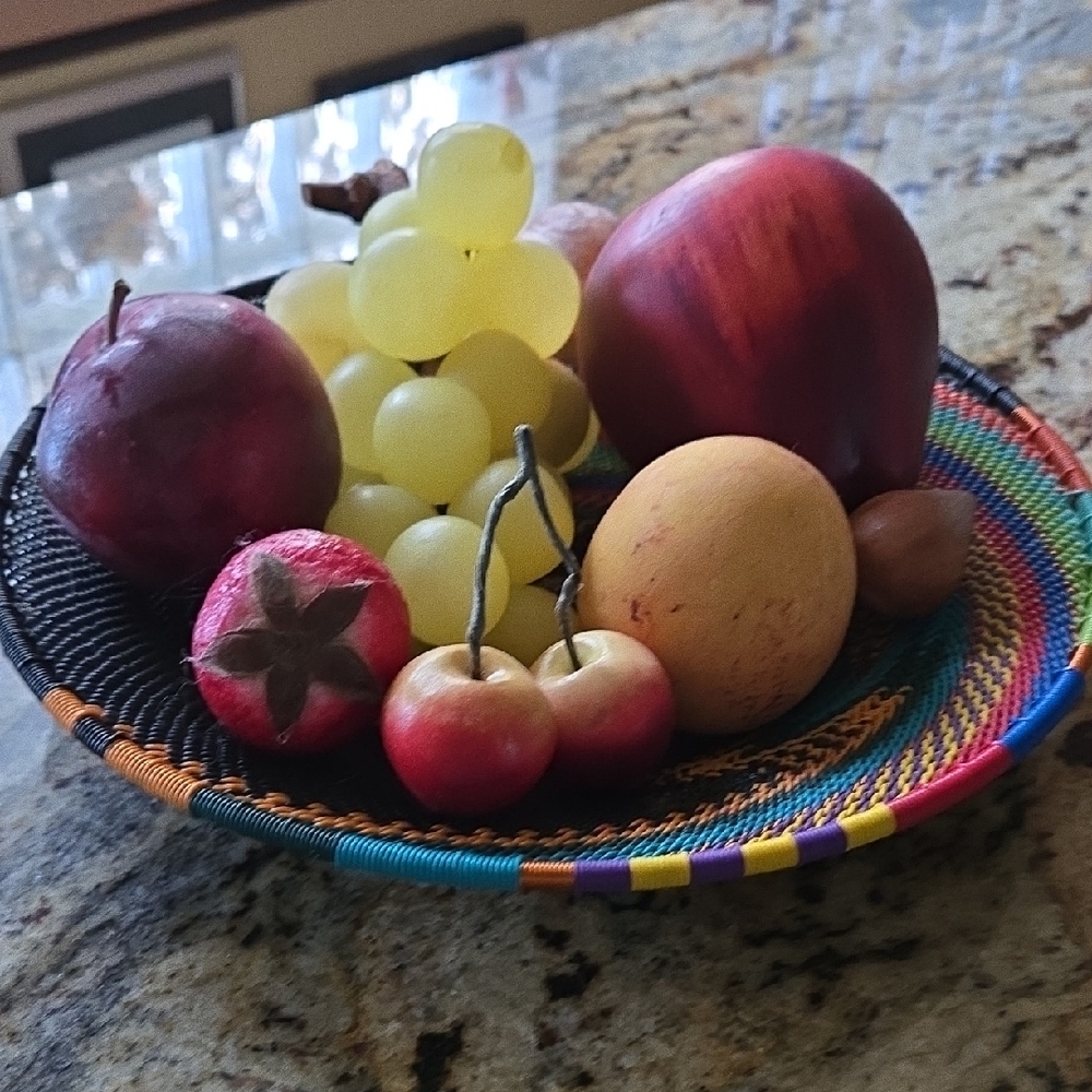 Colorful Woven Italian Marble Fruit Basket